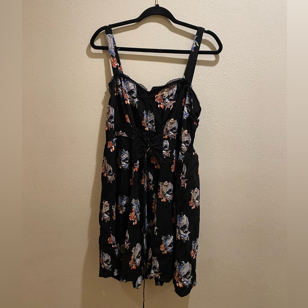 TRIPP NYC Skull and Koi Black Spaghetti Strap Dress Size 1x